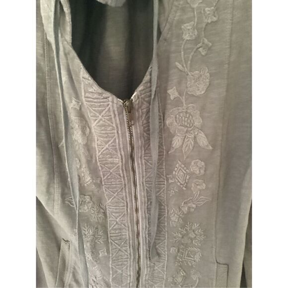 Soft Surroundings Womens Corinna Full Zip Hoodie Sz S Embroidered Clay Brown - Picture 3 of 8